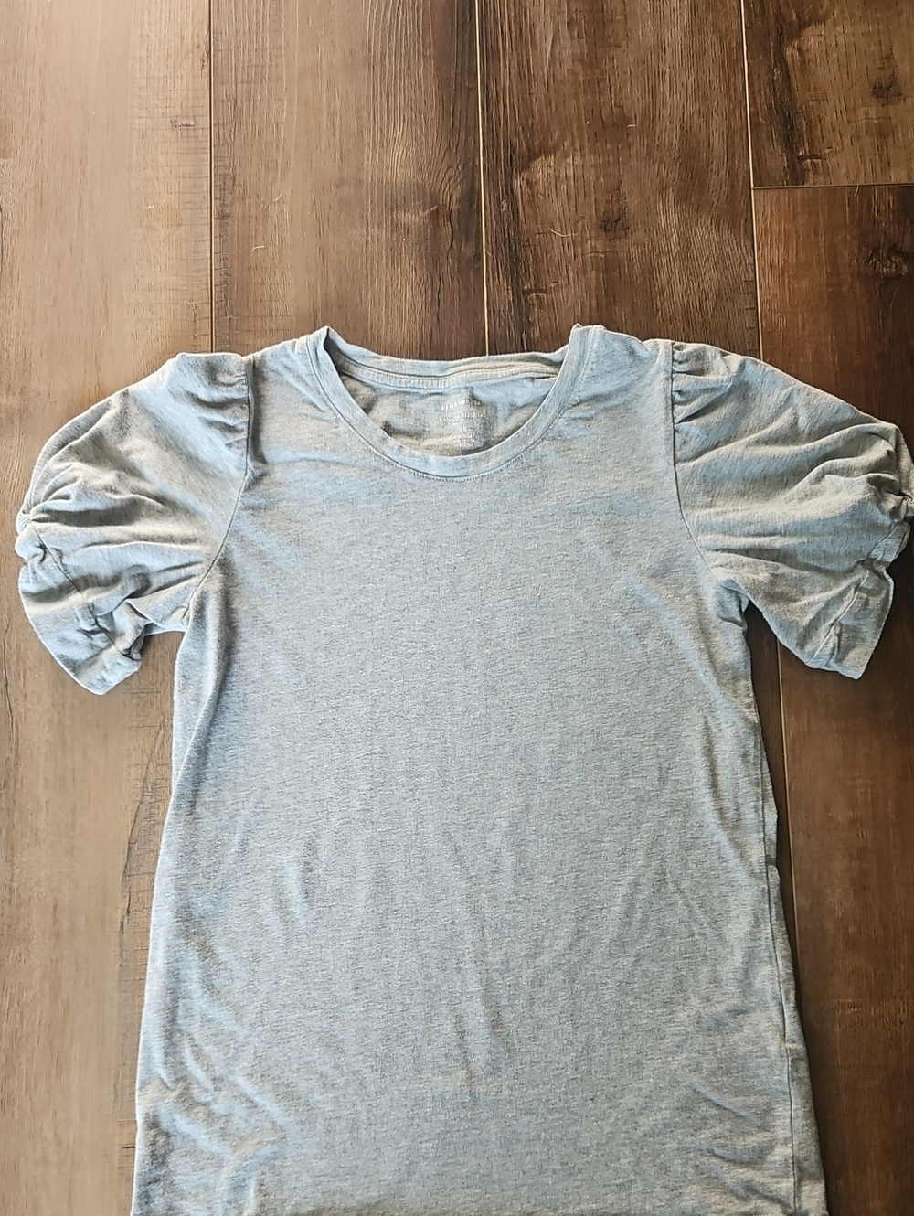Banana Republic Heather Light Gray Puff Sleeve Tee